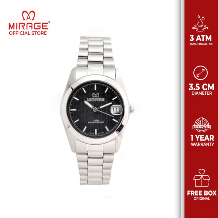 ✅New Ori Jam Tangan Pria Anti Karat Mirage Premium Original Ts195M Silver Terbatas