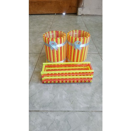 

tugas prakarya sedotan tempat pensil || motif double