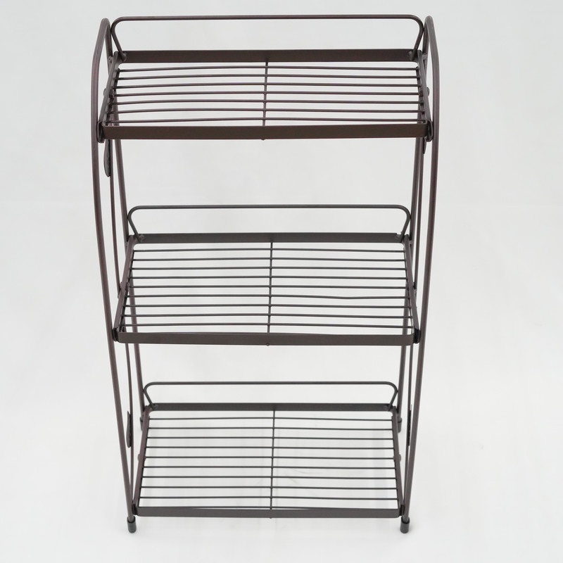 Rak Dapur Persegi Panjang Dengan Detail Daun Rak Sudut Kamar Mandi Stainless 3 Susun/Rak  Serbaguna/