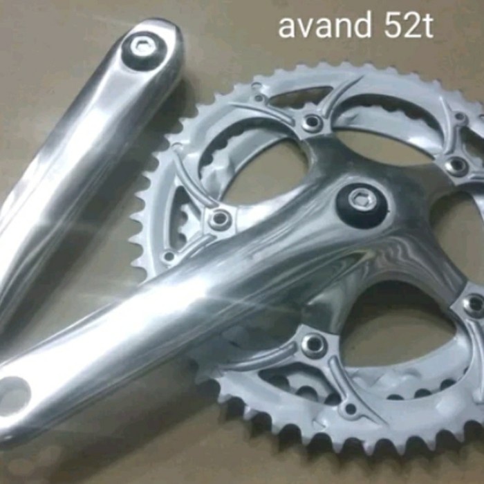 [Baru] Crank Set Sepeda Balap Avand 2Sp 52T-42T Alloy Silver Limited