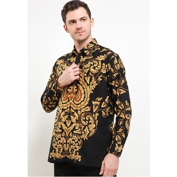 [COD] Baju Batik Pria Danar Hadi Kemeja Panjang Katun Batik Print Lar Ukir- Terbaru