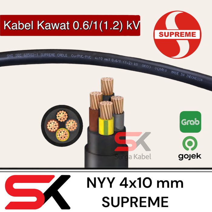 Kabel Listrik Nyy 4X10 Supreme / Nyy 4 X 10 / Kabel Tunggal 4X10 Mm