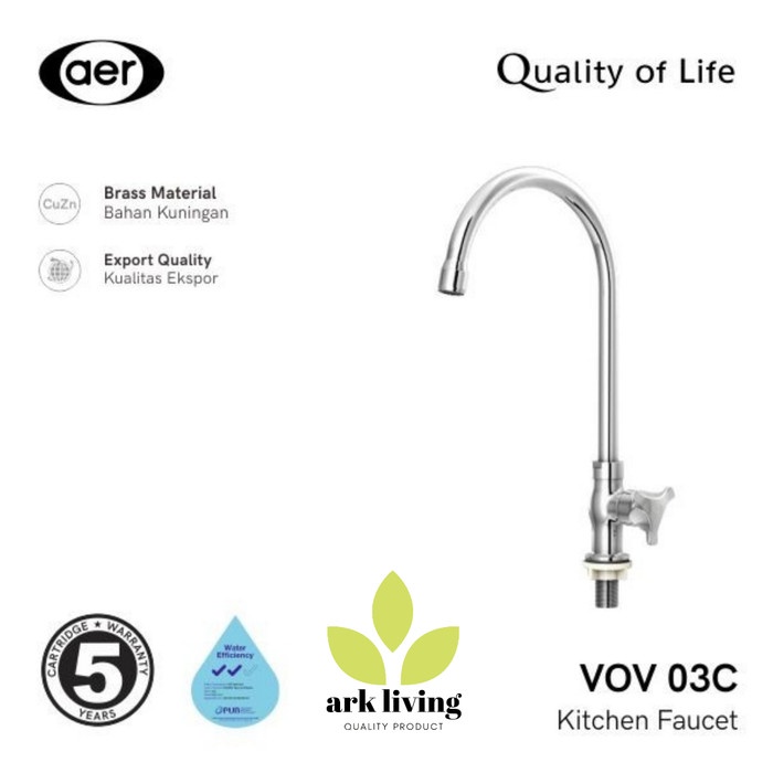 [Original] Aer Kran Air Dapur Kuningan Keran Angsa Kran Kitchen Sink Vov 03C Terbaru