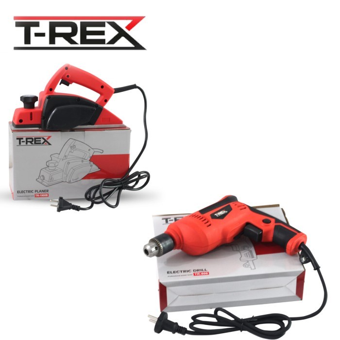 ✅New Paket 2In1 T-Rex Peralatan Tukang Kayu Mesin Serut  Bor Terbatas