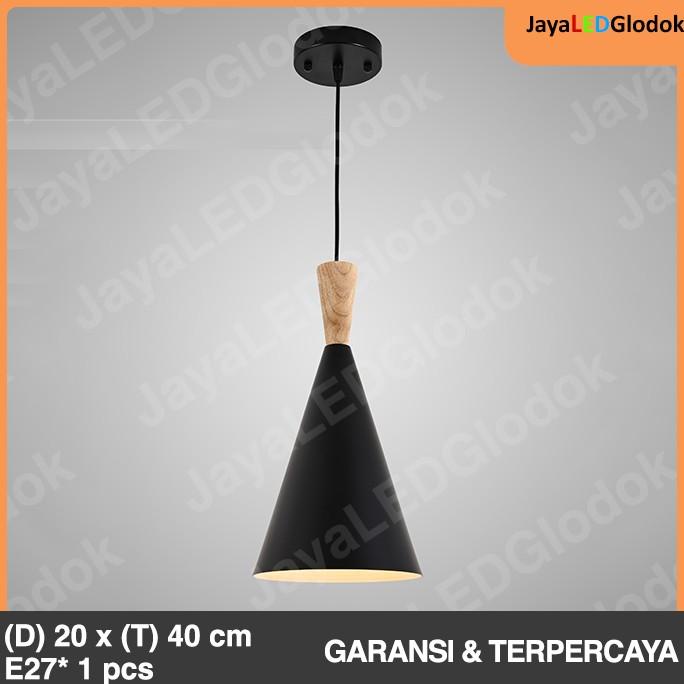 Lampu Gantung Minimalis Industrial Mini Bar Cafe Hitam Kayu Hias 1 Sabrielstore