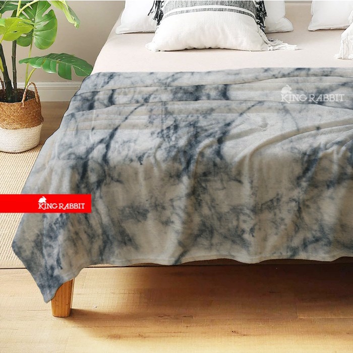 

King Rabbit Thermal Blanket Selimut 150X200 Cm Moitf Statuario Grey Original 100% Dan Terpercaya