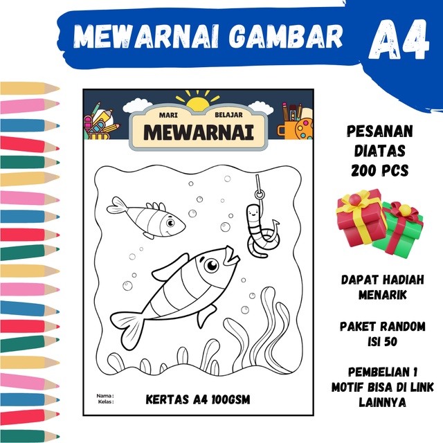 

Mewarnai Gambar A4 Motif 13 LizaStore - PAUD, TK, SD