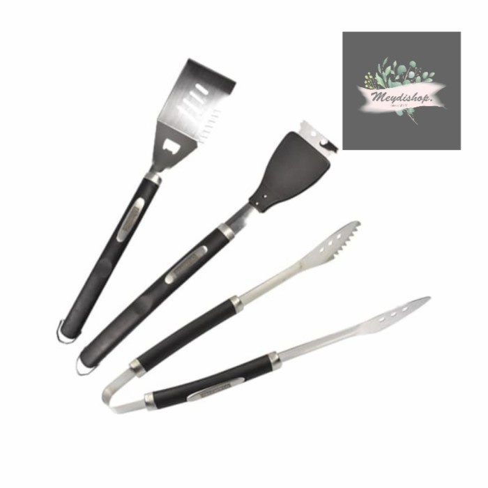 ✅Ready Set 3 Pcs Peralatan Bbq_Tools Set Bbq Black_Alat Panggang Lengkap Berkualitas