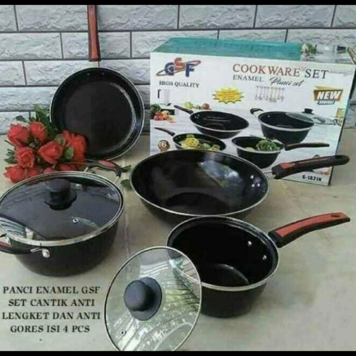 ✅Original Panci Enamel Gsf Set Cantik Anti Lengket Dan Anti Gores Isi 4 Terbatas