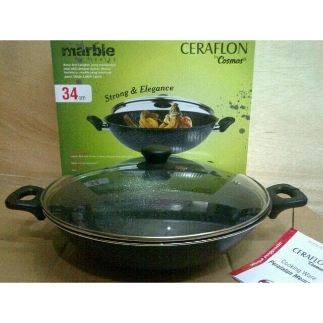 ✅Original Panci Wajan Wok Marble Cosmos 34 Cm Berkualitas