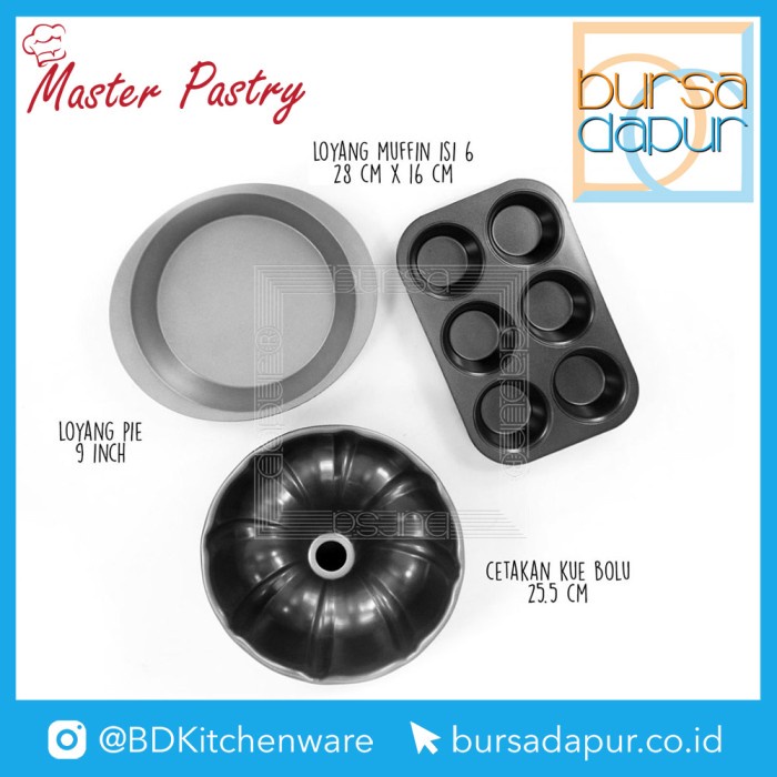 

✅Original Value Set 3 Pcs Bundt Cake Form / Muffin Pan 6 Cup / Pie Pan Diskon