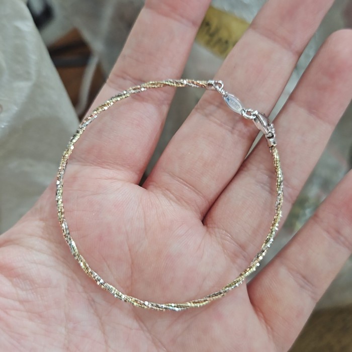 ✨Sale Gelang Rantai Bulat Kombinasi Rose Gold Putih Emas Asli Putih Mas 375 Limited