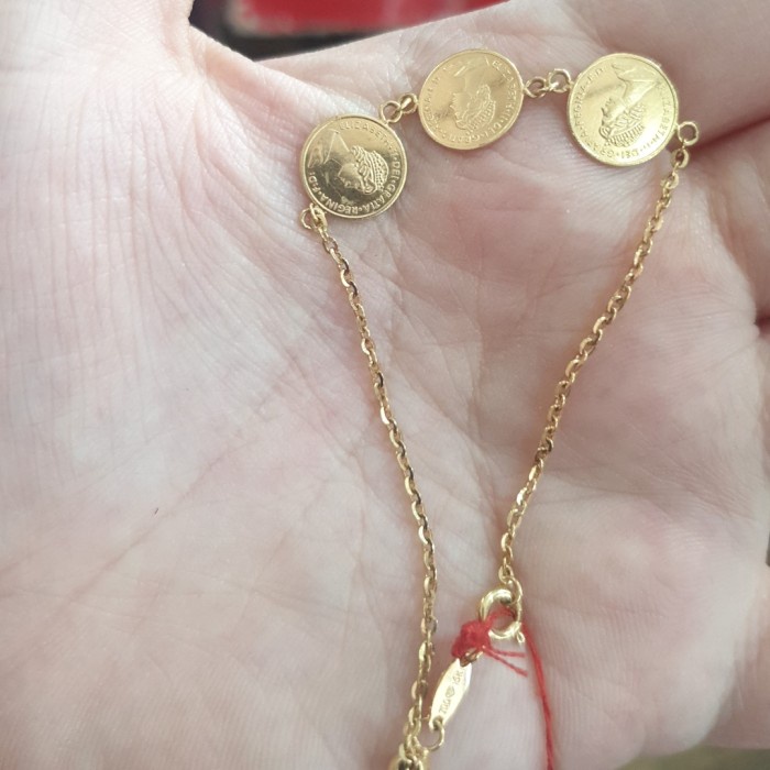 ✨Sale Gelang Serut Koin Queen Elizabeth Ratu Gold Coin Emas Asli 700 70 Ubs Diskon