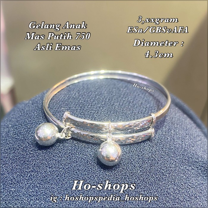 ✨Sale Gelang Baby Bangle Kerincing Mas Putih Kadar 750 Asli Emas Berkualitas