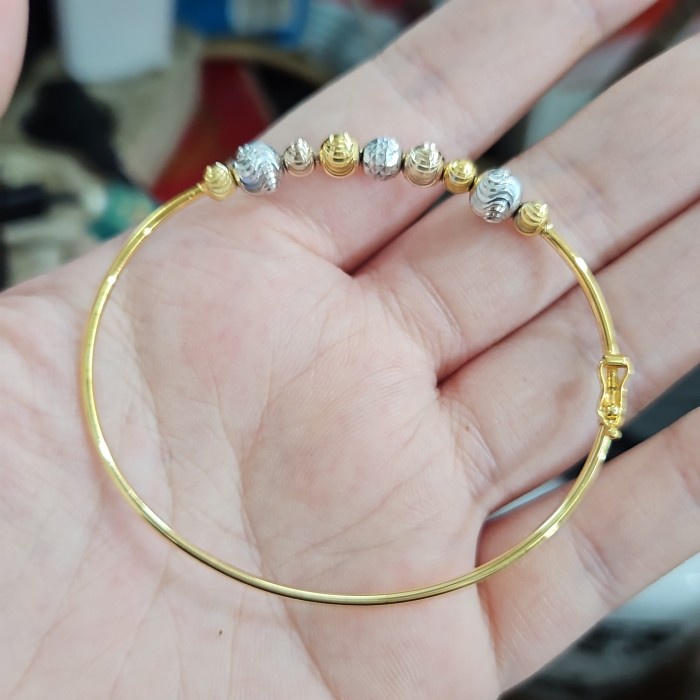✨Sale Gelang Ubs Pentol Bola Rosegold Putih Rose Gold Emas Asli 375 Bangle Diskon