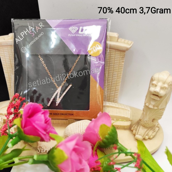 ✨Sale Kalung Emas Kadar 70Ubs Model Alpha Star Carendelano Huruf N Terbatas