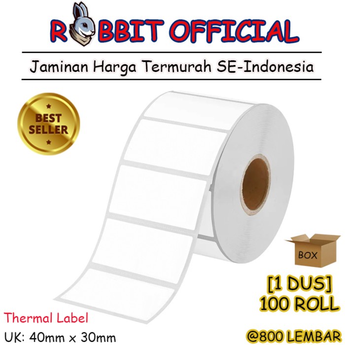 

✨Ready Promo 1 Box Kertas Thermal Label Sticker Barcode 40X30 Mm 800 Pcs Terbaru
