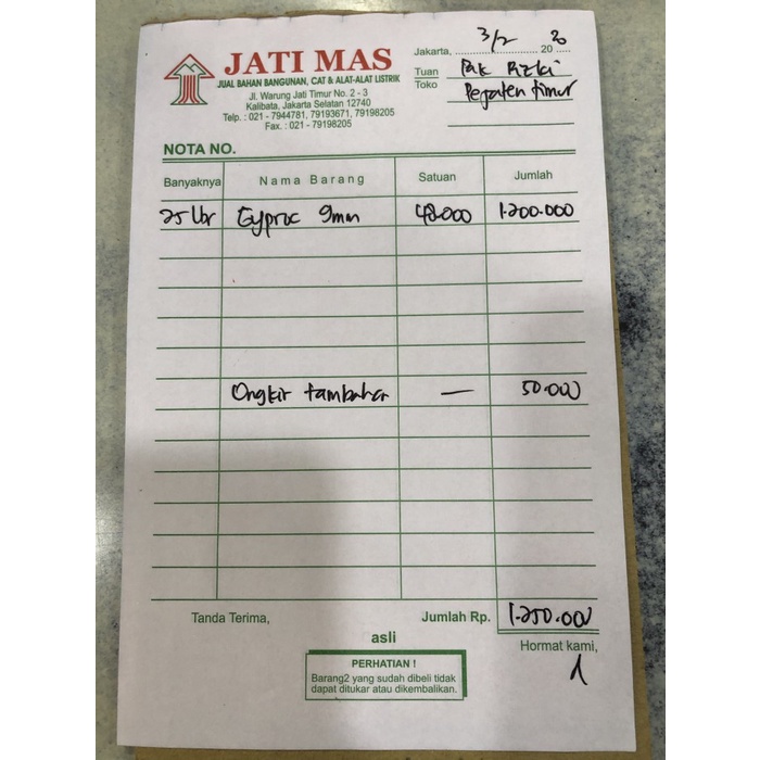 

✨Ready Nota Pelanggan Pak Rizki Terbatas