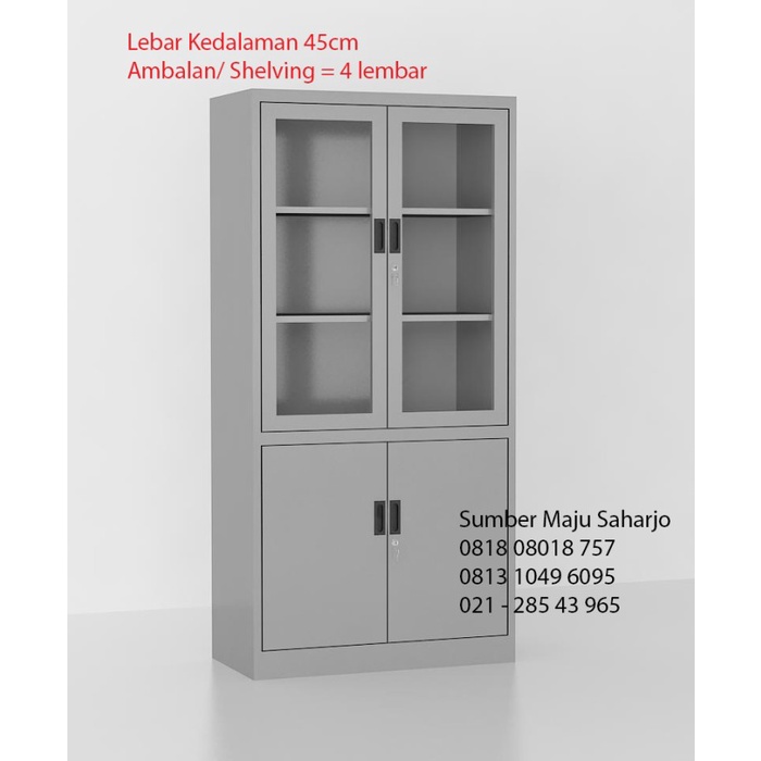 

✨Ready Lemari Arsip Besi Pintu Swing Buka 1/2 Kaca Lebar 45Cm Uk.90X45X185 Cm Berkualitas