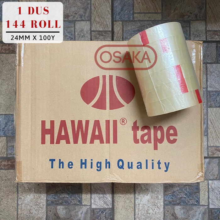 

✨Sale [1 Dus Isi 144Pcs] Isolasi Bening Hawaii 24Mm / 1 Inch X 100 Yard Diskon