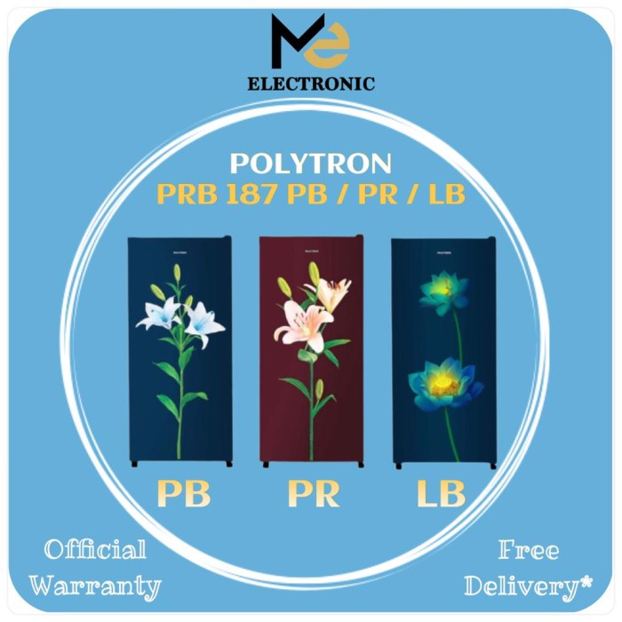 ✨Original Kulkas Polytron 1 Pintu 180 Liter Prb187 Prb 187 Prb187Pr/B Prb187Lb Diskon