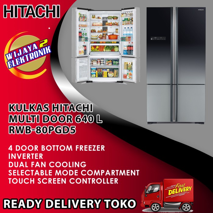 ✨Original Kulkas 4 Pintu Hitachi Rwb80Pgd5 Gbk / Kulkas Hitachi Berkualitas