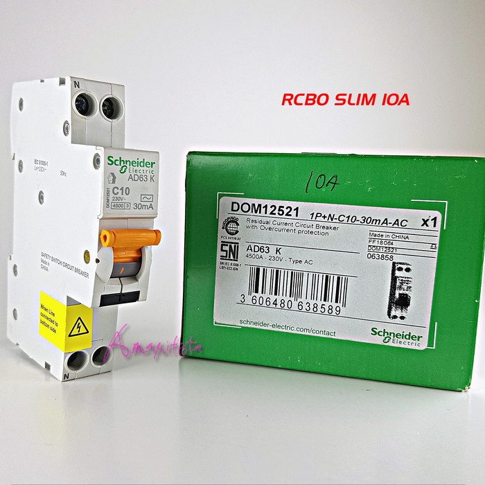 ✨Ori Rcbo Slim 10A Schneider Merlin Gerin Domae 1PN McbElcb Antikontak Diskon
