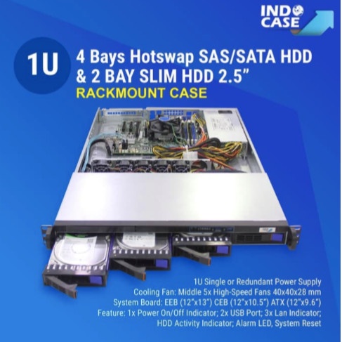 ✨Ori Indocase - Ic1042 Case Rackmount 1U W/ Psu 500W 80Gold Limited