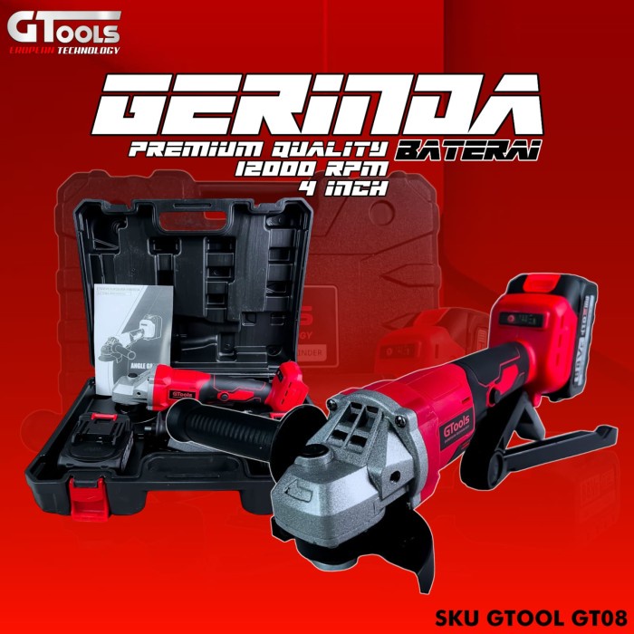 Gerinda Tangan baterai GTOOLS GT08 cordless angle grinder Grinda 4"