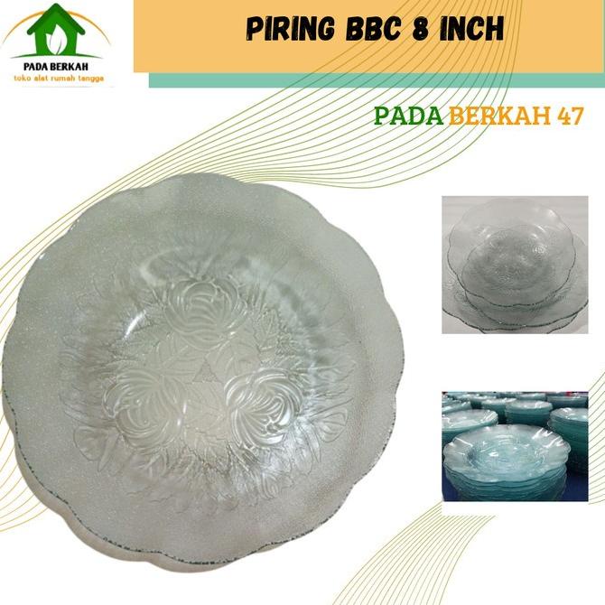 Produk Unggulan] Piring Makan Beling Kaca 1 Lusin Piring BBC Motif Bunga Kaca Murah