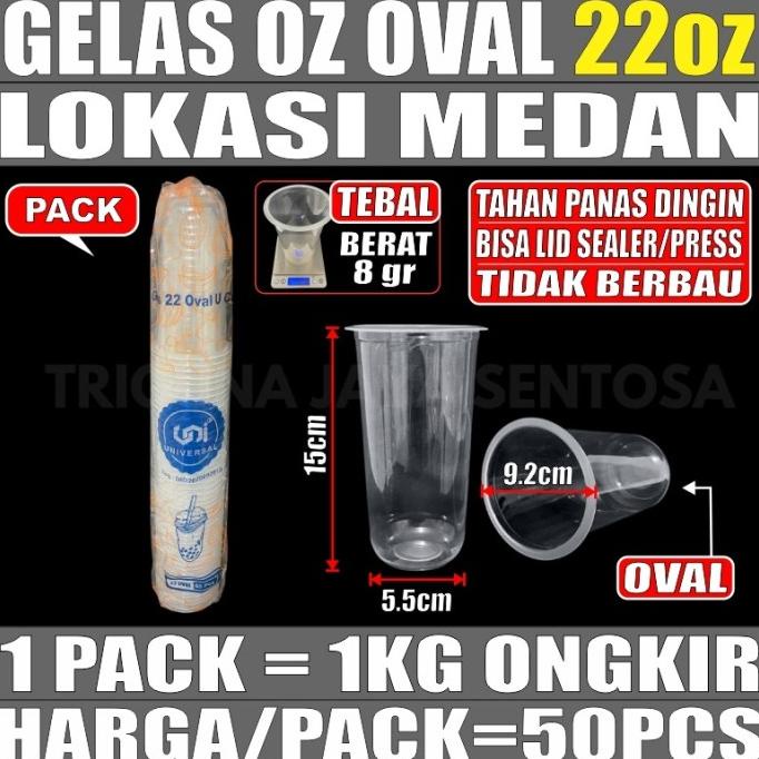 best seller] Gelas oz Oval 22oz Bening Cup Plastik Bulat Round Per Pack Murah Medan