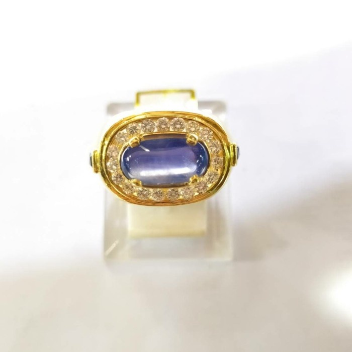 ✨Termurah Cincin Blue Sapphire Birma Emas Kuning 850 Berkualitas