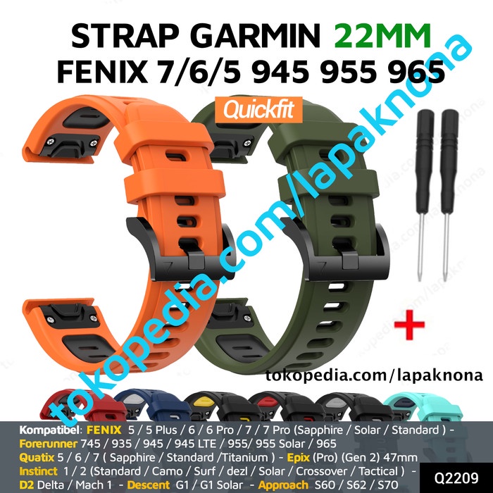 Ready Quickfit 22Mm Strap Garmin Fenix 7 6 5 Pro Instinct 2 Quatix 955 Tali Murah