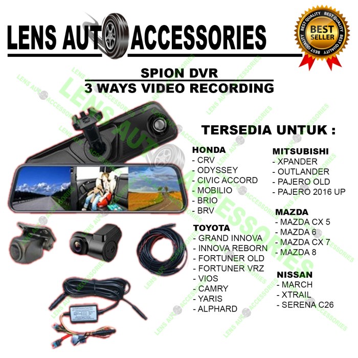 ✅New Ori Dvr 3 Kamera Mobil - Kamera Mobil Kaca Spion 3 Kamera Berkualitas