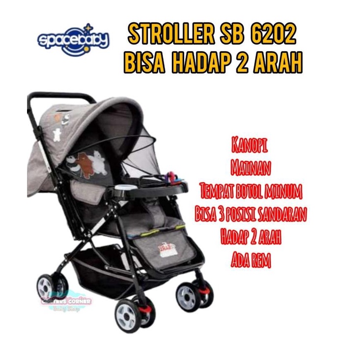 SPACE BABY STROLLER SB-6202 ( HANDLE DEPAN BELAKANG )