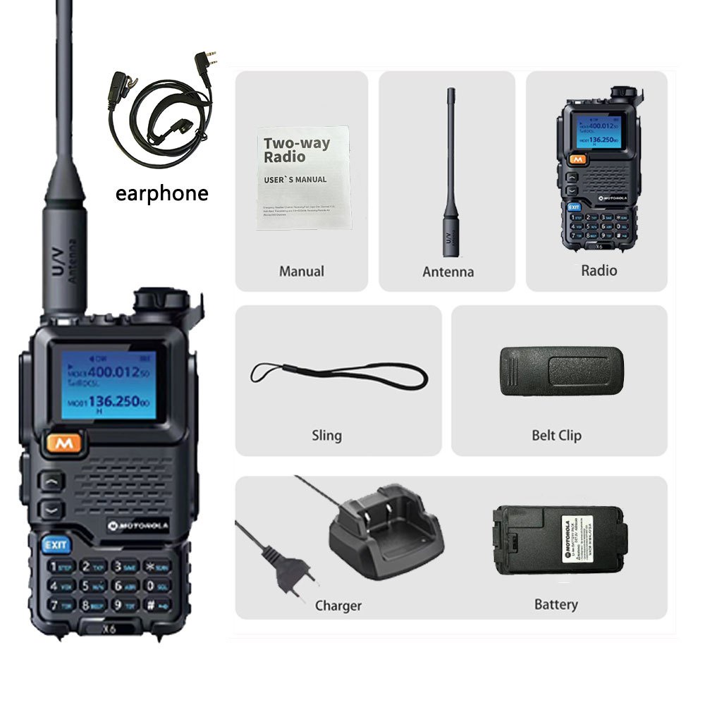 Ht Motorola X6 Walkie Talkie Radio Fm Am Frekuensi Erbangan Baterai Kapasitas 4800 Daya Tinggi 10W