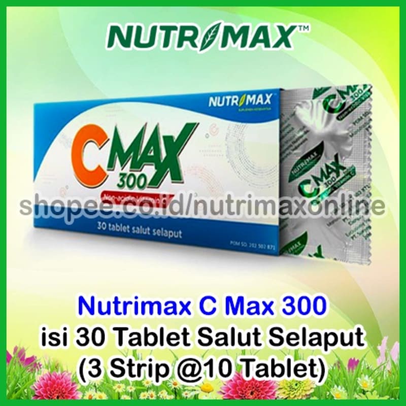 Nutrimax C MAX 300 mg Vitamin CMAX Vit C Strip Papan Lembar Box isi 30 Tablet Calcium Ascorbate Alam
