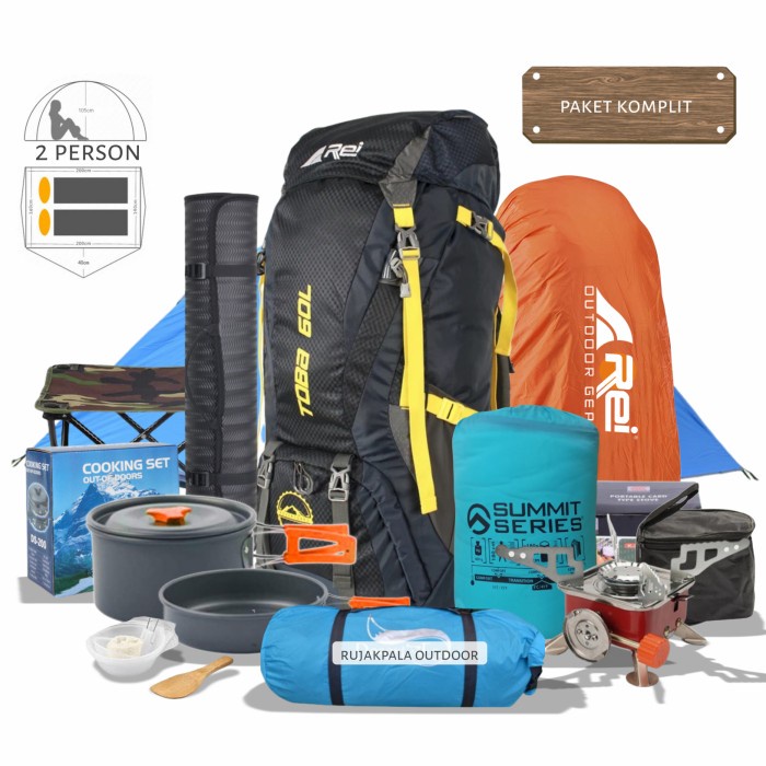✨Original Paket Perlengkapan Camping Carrier Arei Toba 60L Komplit Tas Gunung Berkualitas