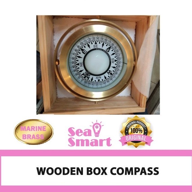 ✨Original Kompas Kuningan Kapal 6 Inchi Dengan Lampu /Compass Box With Light 12V Limited