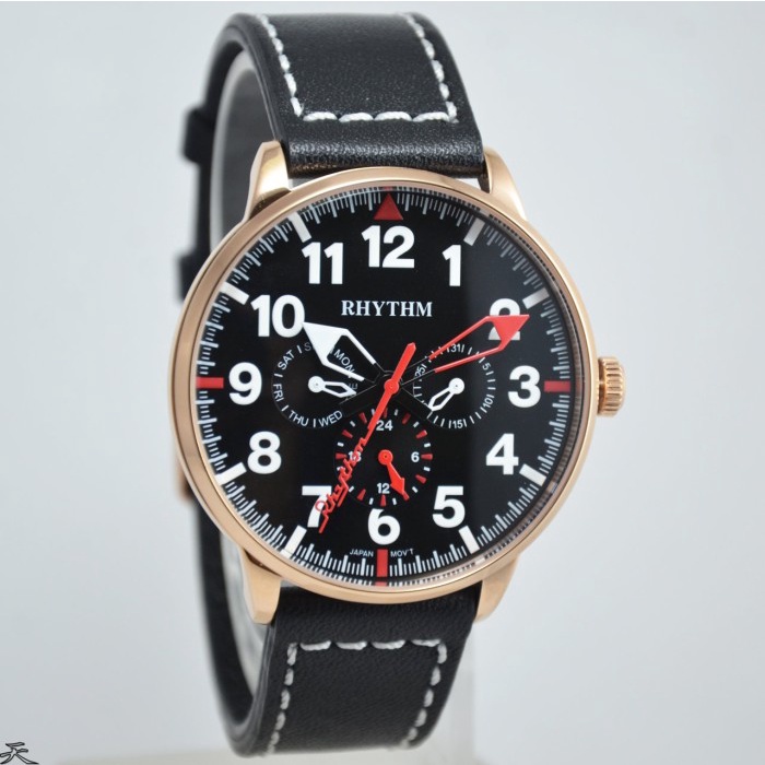 ✨Termurah Rhythm Fe1614L05 - Jam Tangan Pria Kulit Original - Black Terbaru