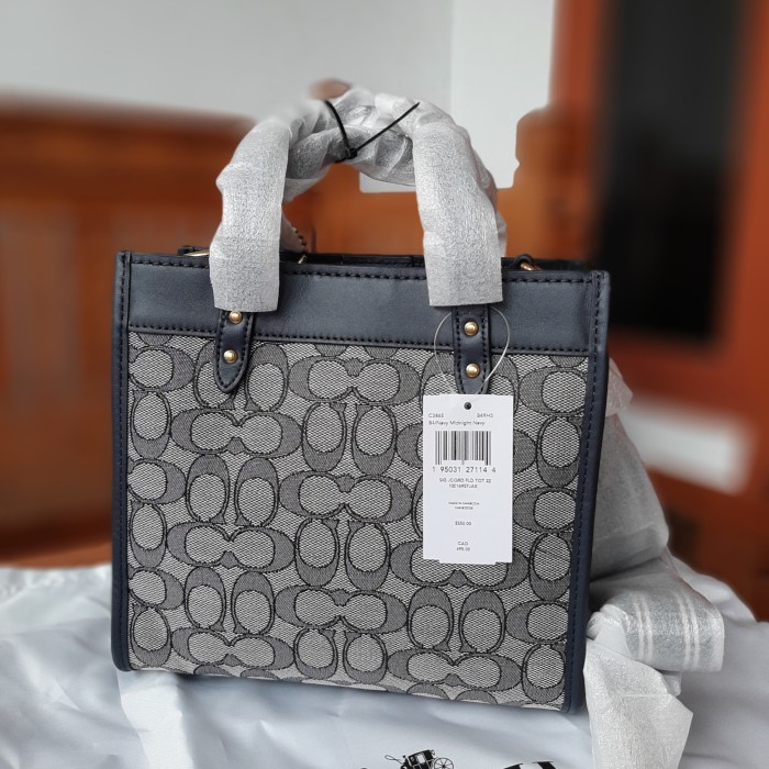 ✨New Coach Field Tote 22 Jacquard Midnight Navy Diskon