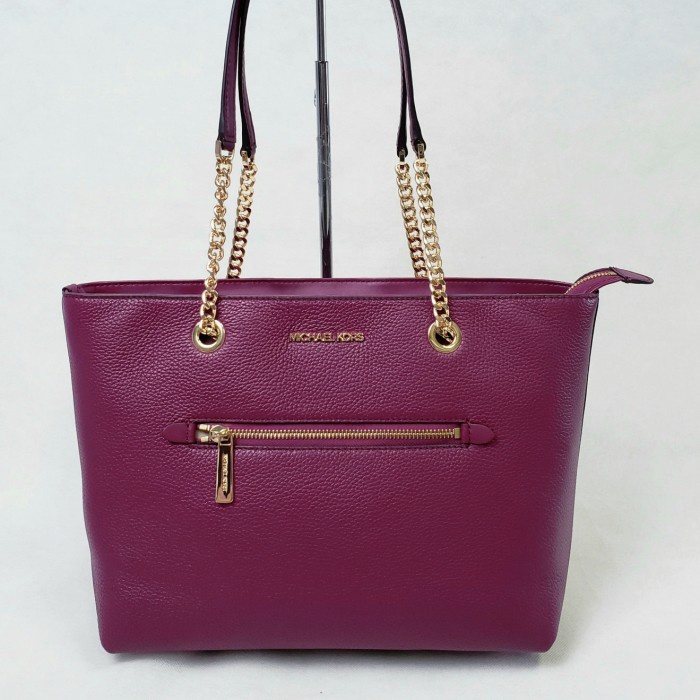 ✨New Ready Mk Jet Set Medium Frnt Zip Chain Tote Mulberry 30-35X25X12Cm Diskon