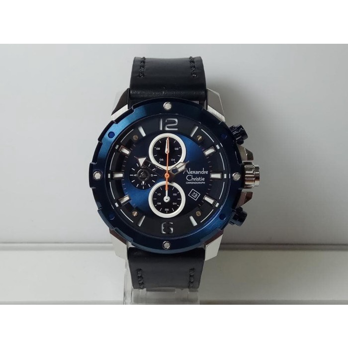 ✨Sale Jam Tangan Alexandre Christie Pria Ac 6410 Mc Black Silver Dial Blue Terbaru