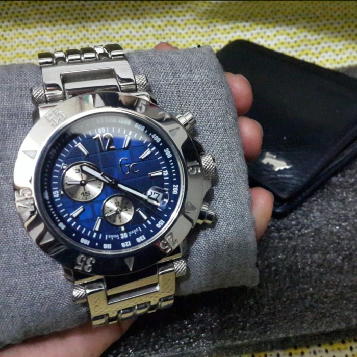 ✨Ready Jam Guess Collection Gc-44502G Silver Blue Jam Tangan Pria Original Or Terbatas