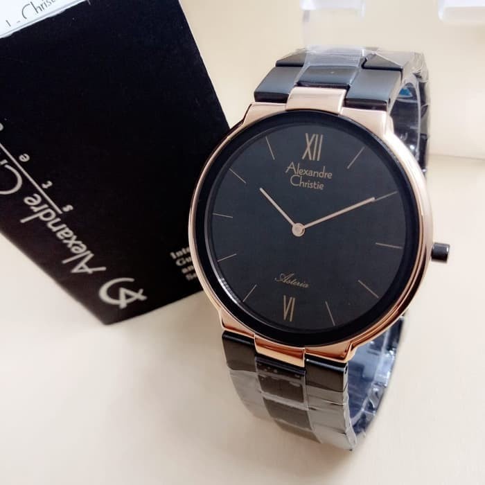 ✨Sale Jam Tangan Pria Alexandre Christie Original Ac 8604 Mh Black Rosegold Terbatas