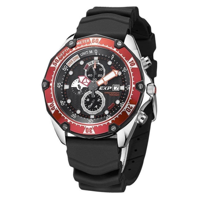 ✨Sale Jam Tangan Pria Expedition E 3007 E3007 Silver Red Rubber Original Limited