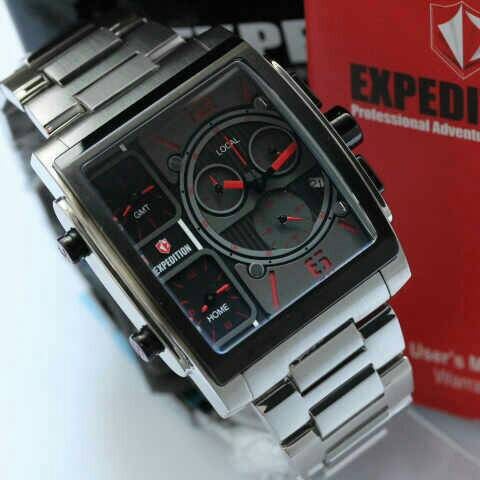 ✨Ready Jam Tangan Pria Expedition E 6639 Silver Black Red Original Terbatas