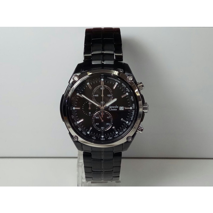 ✨Ready Jam Tangan Alexandre Christie Pria Ac6469Mc Black Ring Silvdr Limited