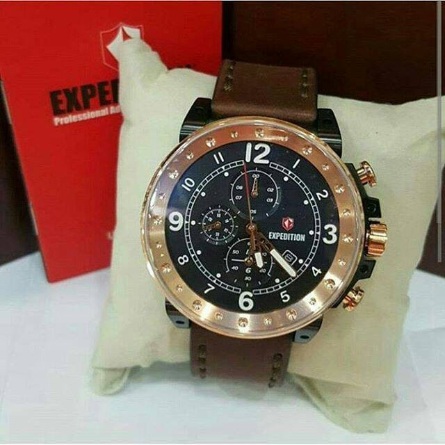 ✨Ready Jam Tangan Expedition E 6681 Brown Gold Berkualitas