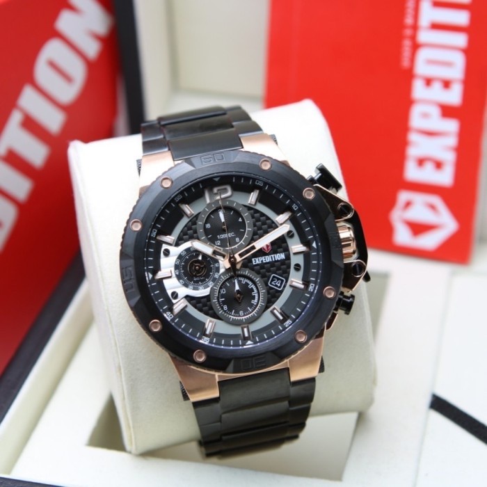 ✨Ready Jam Tangan Pria Expedition E 6751 Original Black Rosegold Berkualitas